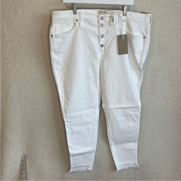 Madewell High‎ Rise Skinny Jeans Step Hem Womens Size 35 Petite White - Picture 3 of 12